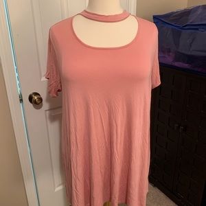 Pink knit dress.